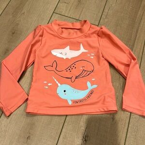 Toddler girl pink/coral rashguard